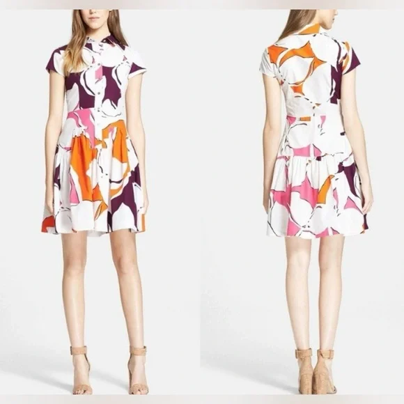 Diane von Furstenberg "Scarlet" floral print cotton shirtdress in a multi-color. - Picture 1 of 16